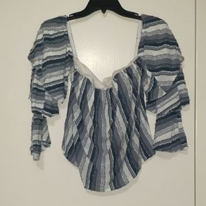 Blush noir off-shoulder blouse